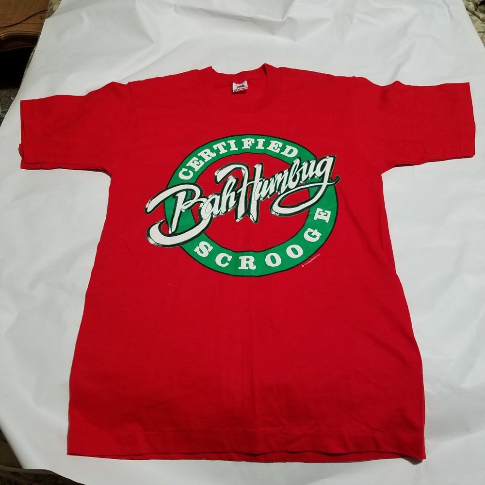 Bah Humbug Certified Scrooge Christmas Vintage 1990's Fruit of the Loom Made USA